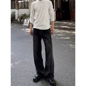 春季新款原色牛仔裤宽松显瘦四季通勤百搭直筒阔腿长裤潮图片