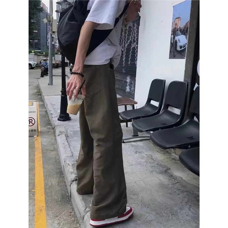美式复古基础通勤百搭咖啡色牛仔裤男女直筒宽松休闲百搭长裤,男装牛仔裤,星座506A