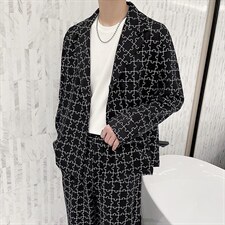 阔版宽松休闲西装套装个性花西服两件套TZ04/P100特，男装西服套装，电商A243