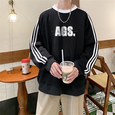 美式三杠条纹复圆领卫衣秋冬男女宽松长袖SW2475-P45控6850棉，男装卫衣，电商B370