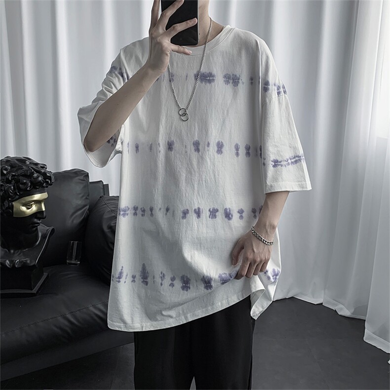 ins超火设计感欧美潮牌短袖体恤痞帅港风扎染网红t恤T067-P22，男装T恤，星座512-2