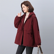 加绒厚度派克服女2025冬季新款宽松休闲连帽保暖棉服，女装派克服，天丽