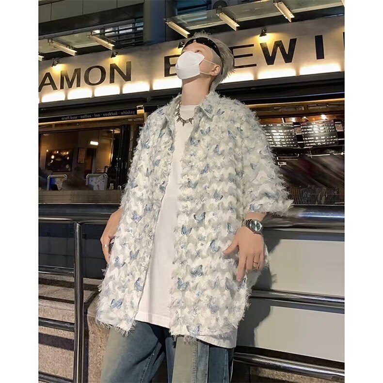 衬衫短袖男宽松夏季垂感衬衣痞帅潮流帅气百搭上衣 CJ07图片