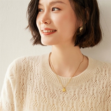 高级感山羊绒衫女元宝针加厚圆领针织毛衣纯色百搭宽松打底衫上衣，女装羊绒衫，蚂蚁派对工厂直营店