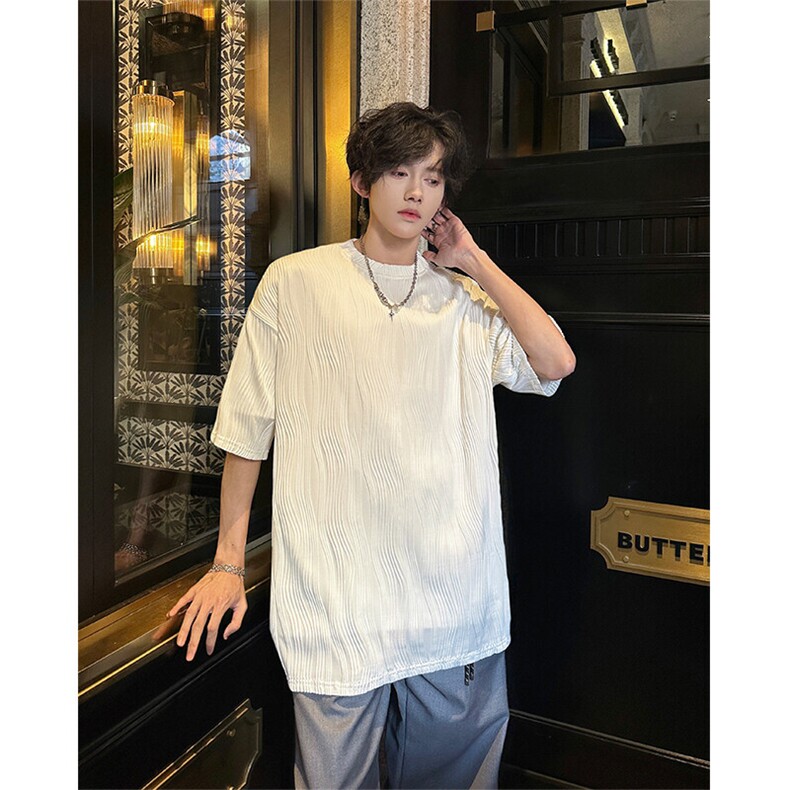 8XL-M特大码夏季短袖冰丝皱感透气T恤男潮垂感宽松半袖DX305P45,男装T恤,电商D206-1