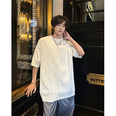 8XL-M特大码夏季短袖冰丝皱感透气T恤男潮垂感宽松半袖DX305P45，男装T恤，电商D206-1