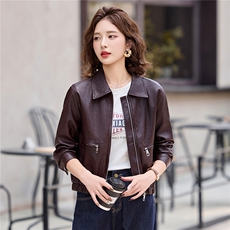 2025年秋季新款现货休闲时尚舒适皮衣外套，女装皮衣，臻衣坊