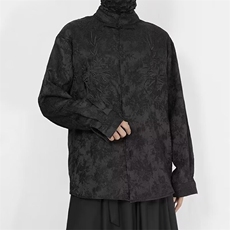 华夫格设计感拉链衬衫男2025秋季韩版高级感小众金属痞帅长袖衬衣，男装衬衫，星座506A
