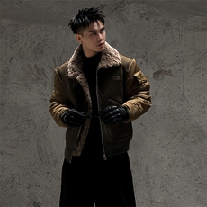 B31/P158控208冬季男士棉服外套加厚皮毛一体翻领机车棉衣芥拾紫1，男装棉衣，星座305B