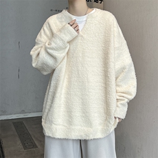 YC9783-P48慵懒风V领毛衣秋冬款美式潮牌高级感软糯针织衫外套，男装针织衫/毛衣，电商C233