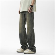 C315-G3022现货高品质高街复古重工洗水猫须马骝牛仔裤(P65限89)3，男装牛仔裤，电商C315