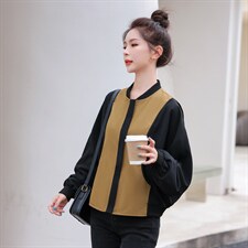 拼接撞色棒球服外套女秋季新款2022百搭休闲拉链开衫夹克短上衣潮，女装短外套，辉之琳