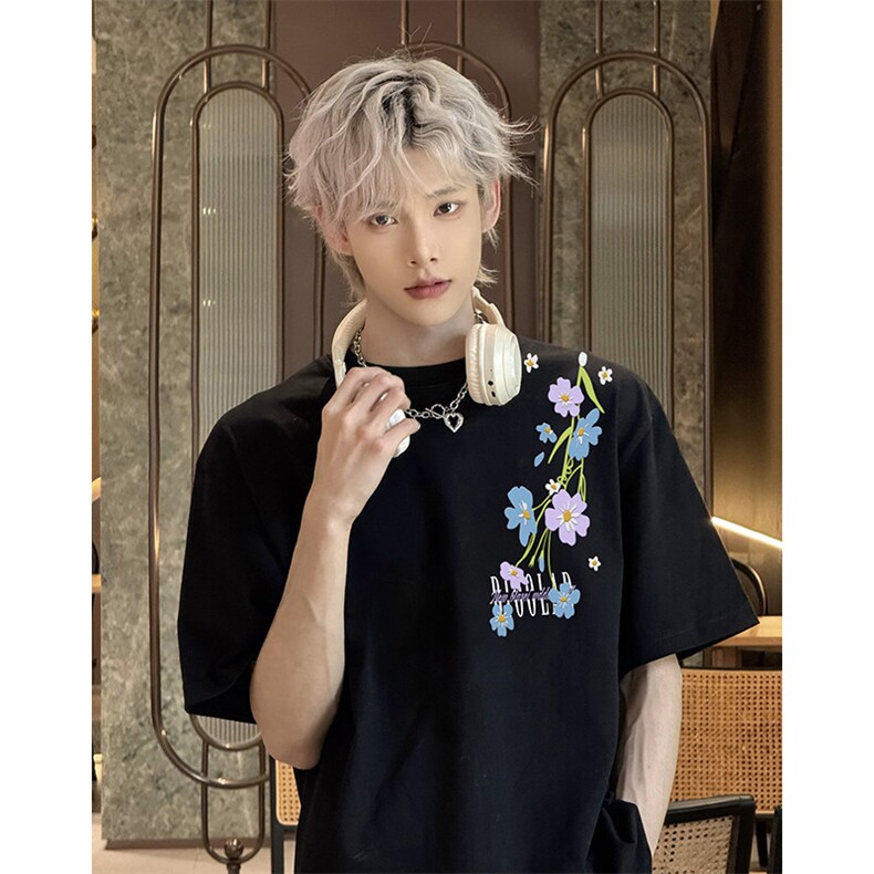 万针全刺绣解构设计260克重磅双纱纯棉高品质美式高街短袖T恤特39，男装T恤，电商A486