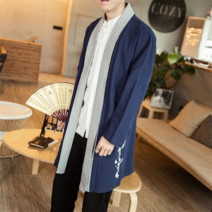 风男唐装复古刺绣开衫外套中式中长款汉服披风风衣JK617P85