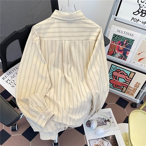 日系复古纯色长袖衬衫男春秋款潮牌休闲宽松男士衬衣服CY1256-P43图片