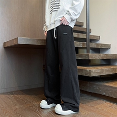 8XL-M休闲裤男日系潮牌拼接宽松阔腿裤直通工装裤K9103P68控88，男装休闲裤，电商D206-1