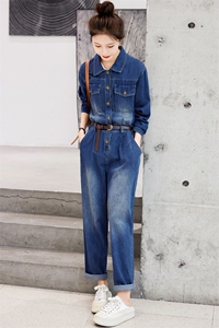 牛仔连体裤女2025春夏新款韩版时尚高腰宽松休闲显瘦工装连衣裤潮图片
