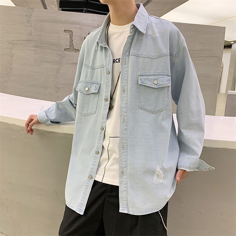 春季牛仔夹克男潮流韩版外套港风潮牌宽松休闲上衣8199-P75,男装夹克,电商A318