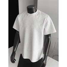 抖音得物高品质二开270G重磅美式高街曼巴棉螺纹拼接短袖T恤，男装T恤，电商A486