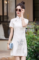 现货2024改良旗袍连衣裙年轻款女夏季新中式高级感禅意碎花裙，商品下架区，韩然一族