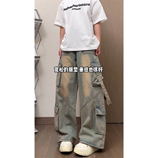 多口袋设实用百搭时尚长裤大口袋装饰美式复古街头牛仔裤K666TP65，男装牛仔裤，电商A102B