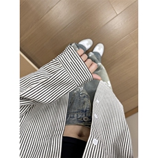 B221美式ins高街暗黑宽松条纹长袖衬衫SY2540-特P35控59，男装衬衫，电商B221