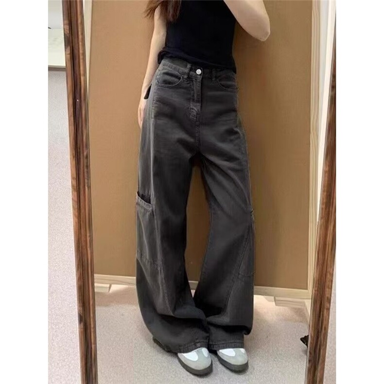 DS730-批50灰色牛仔工装裤男女直筒裤,男装牛仔裤,星座603-2