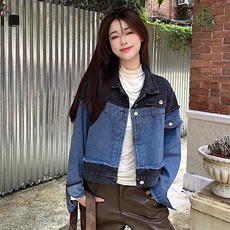 复古港风短款拼接牛仔外套新款女春秋韩版百搭夹克上衣NZ003-80，男装工装外套，星座911-3
