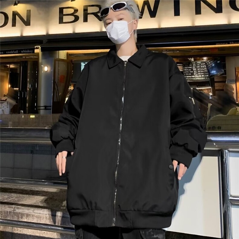 冷淡系高级感外套男正肩大码痞帅夹克翻领潮牌复古宽松服W33/P55,男装夹克,星座506