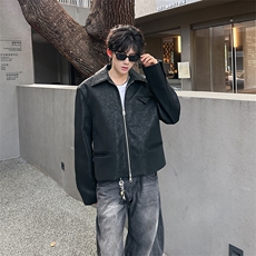 现货复古风纯色PU皮衣外套男上衣A071-3327-P108，男装皮衣，电商A071