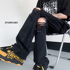 美式高街ins小众破洞牛仔裤货号K751P60，男装牛仔裤，电商A063
