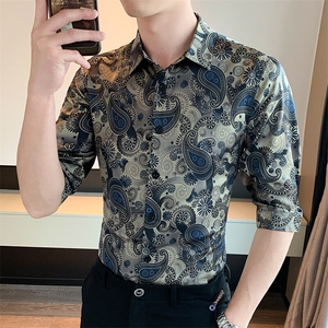 CS991-P48 夏季时尚仿衬衣中袖衬衣七分袖衬衫图片