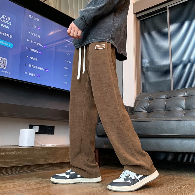 QD3104-TP35控价48秋季新款定标质感灯芯绒阔腿裤宽松百搭休闲裤,男装休闲裤,电商A102-1