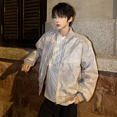 (自家图）石灰色短款外套潮牌棒球服痞帅飞行员棉衣3009-P88，男装棉衣，星座910-5