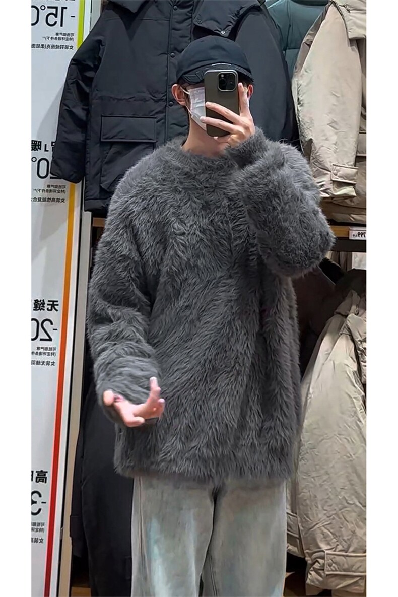 文艺风韩版个性毛绒质感毛衣潮搭复古新潮休闲上衣HY609TP60,男装针织衫/毛衣,电商A102B
