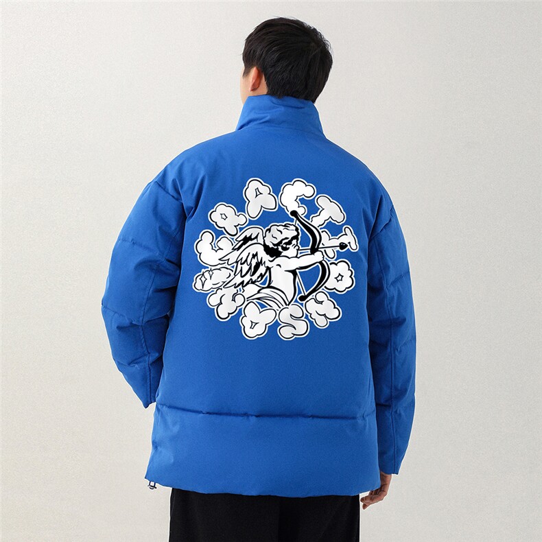 日系白底加厚立领棉男保暖棉服男新外套女新MY650P85控108，男装棉衣，电商A268-1