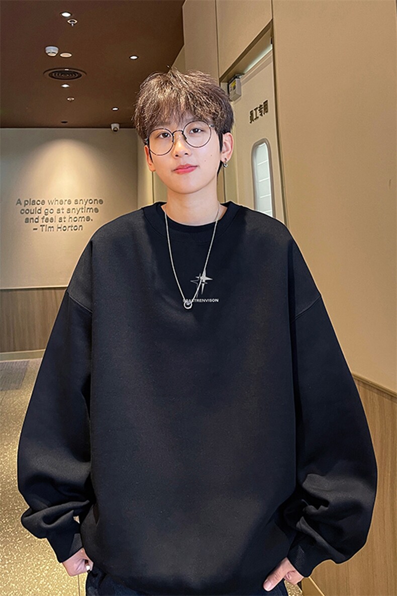 ！圆领卫衣男装港风长袖T恤男外套男WY190-P28,男装卫衣,电商B367