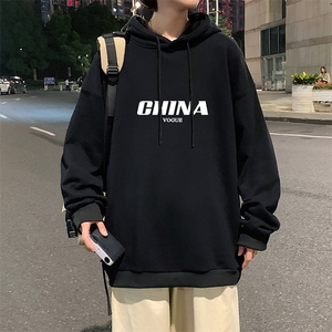 WY2001-P35 加绒款-P40 纯棉连帽卫衣男大码运动帽衫宽松薄外套男图片