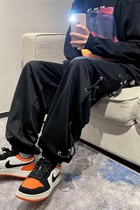 2021大码S-3XL抽绳男直筒宽松港风ins设计感休闲长裤 K1730-P32图片