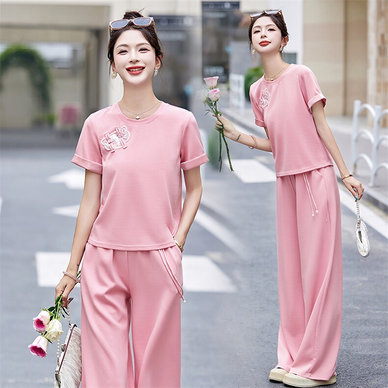 时尚天丝套装女夏新款宽松显瘦两件套休闲运动服,女装套装/套裙,灵力轩