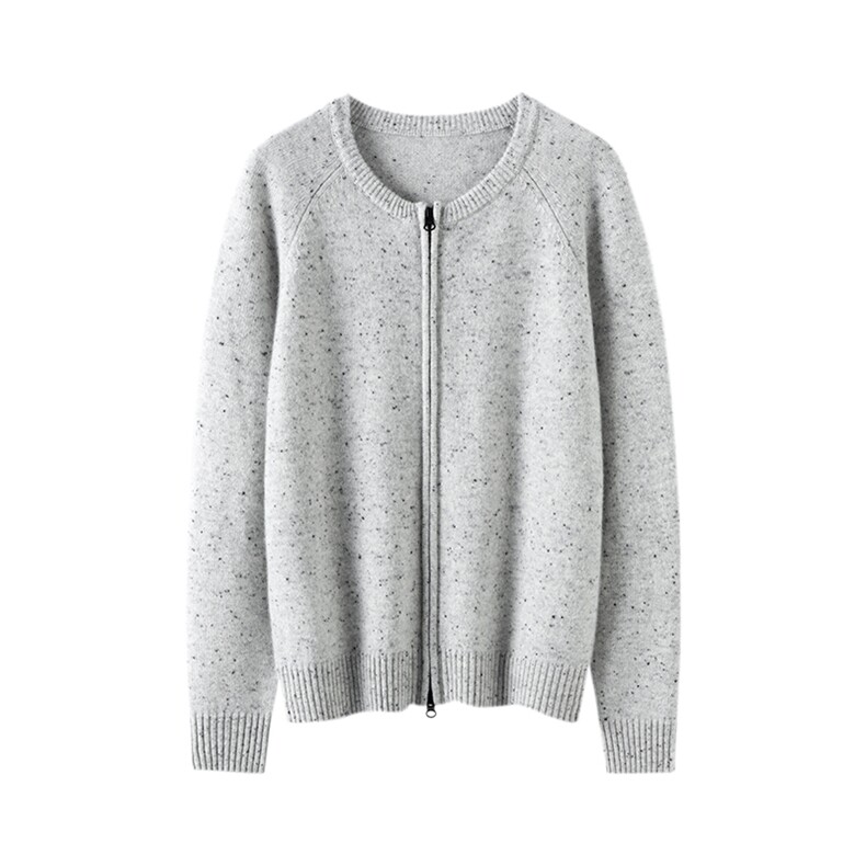 秋冬新款山羊绒女士插肩点子纱羊绒拉链开衫，女装羊绒衫，启东羊绒