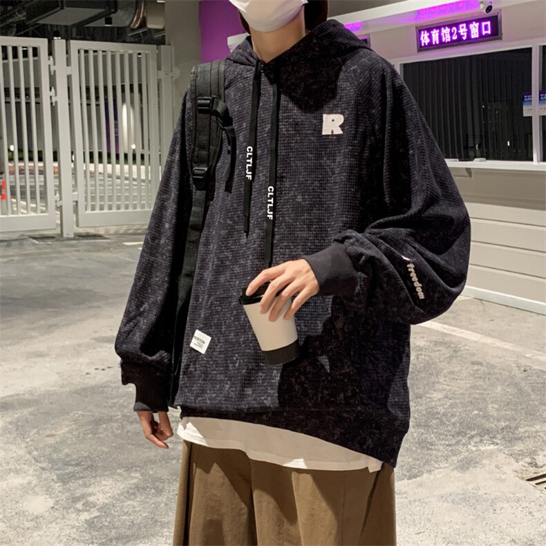 华夫格扎染卫衣男女款春秋季印花上衣宽松hiphop情侣外套W025,男装卫衣,星座1116A-1（原606A）
