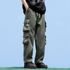 工装裤男士春夏款阔腿休闲长裤直筒宽松裤子骑兵斜复网 K49图片