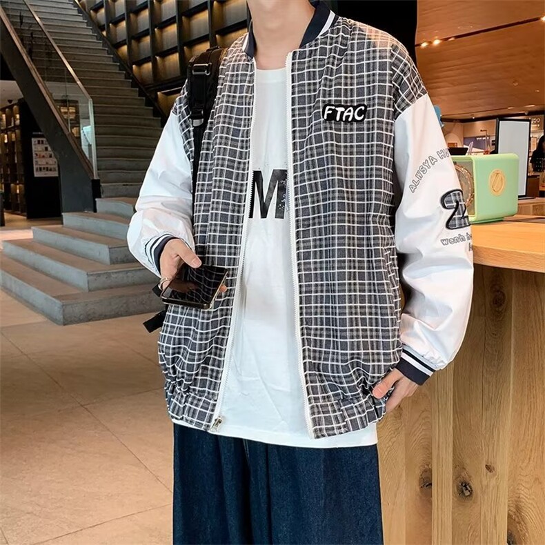 春季新款美式男外套双面穿格子夹克WT05P65,男装夹克,星座1116-2