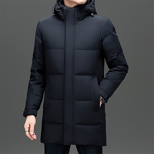 新标羽绒服男士中长款冬季新款加厚保暖连帽爸爸防寒服休闲外套图片