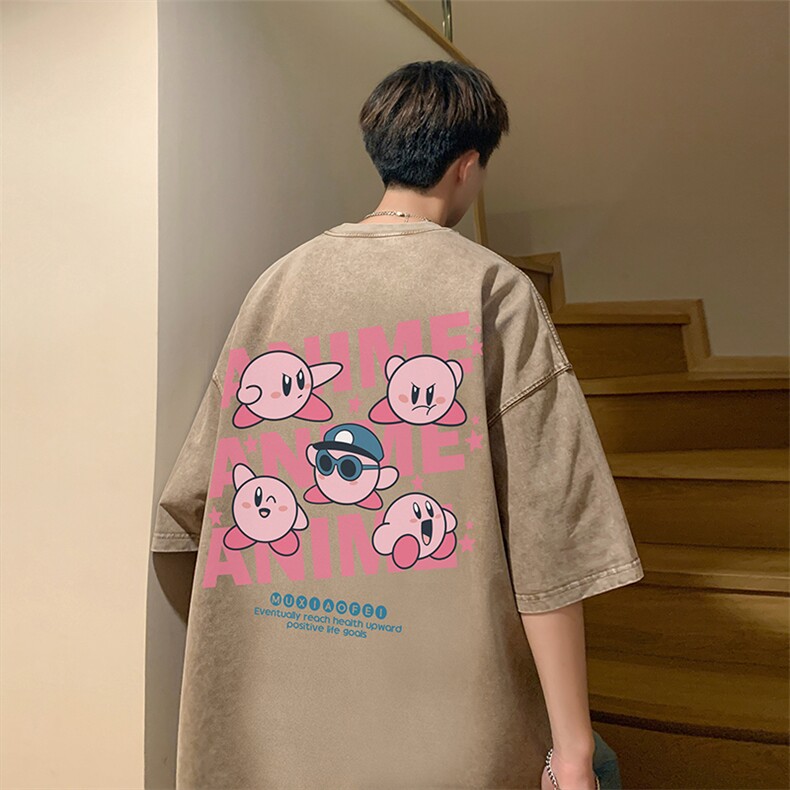 抖音供货、10万现货印花款230克水洗棉短袖T恤D223A-ST2358-P35,男装T恤,电商019-1