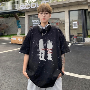 量大优供抖音视频 支持得物配合二开美式满天星亮片短袖T恤MTX156图片