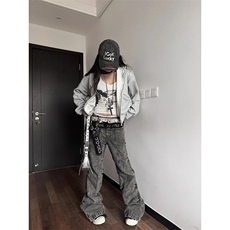【有货】cleanfit褶皱烟灰色牛仔裤美式vibe裤子高街KZA51LL-P60，男装牛仔裤，星座1007（原301D）