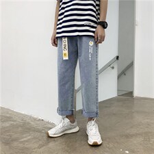 送腰带秋冬新款小雏菊牛仔裤男港风宽松直筒老爹休闲裤k948-p35，男装牛仔裤，星座1008-2