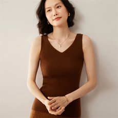 优雅女士背心双V领显瘦针织吊带一线成衣高品质，女装背心吊带，昭美羊绒